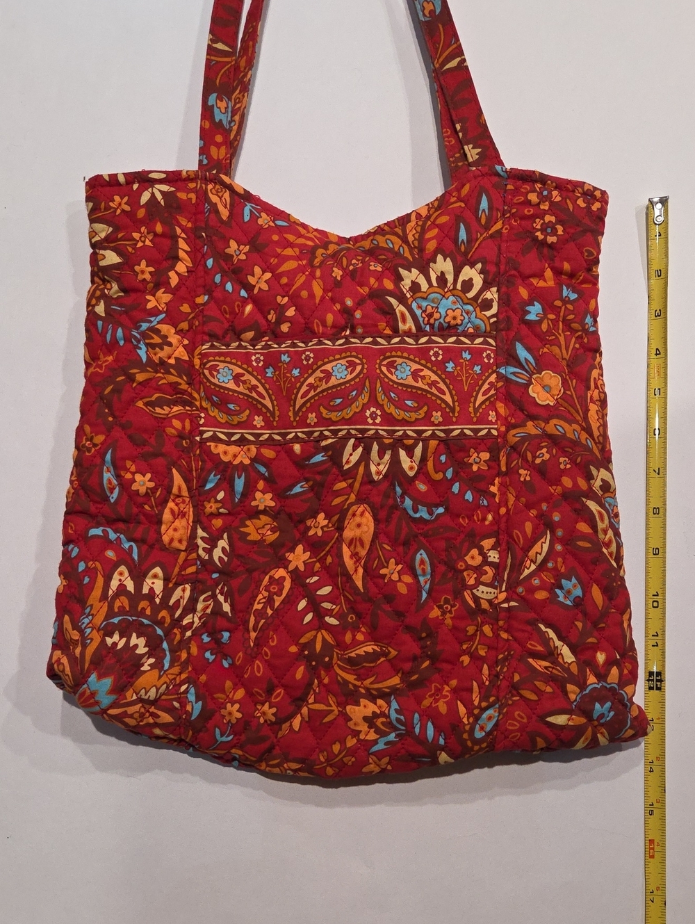 Quilted Floral Red Tote Bag